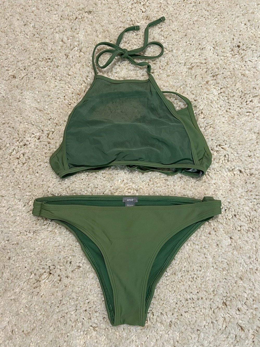 aerie halter top mesh bikini set